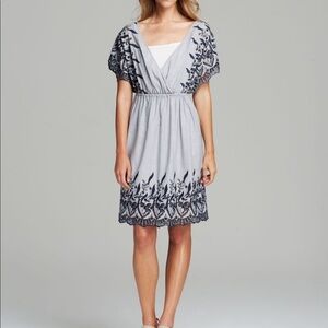 two by vince camuto denim dress Two by Vince Camuto black denim frayed short sleeve pocket dress size S